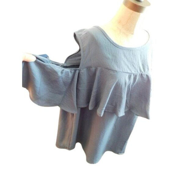 Janette Plus Size 3X Plus Size Cold Shoulder Scoop Neck Top Blouse NEW - Picture 2 of 2